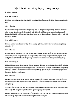 Giải Vật lí 10 Bài 23: Năng lượng. Công cơ học | Kết Nối Tri Thức