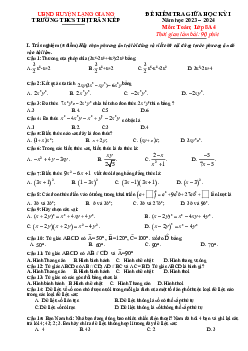 Đề giữa học kỳ 1 Toán 8 năm 2023 – 2024 trường THCS thị trấn Kép – Bắc Giang