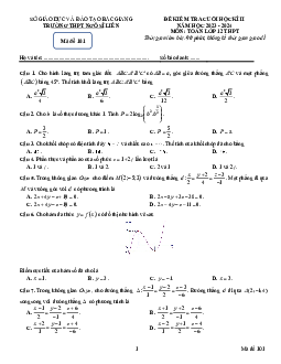 Đề thi cuối học kì 2 Toán 12 năm 2023 – 2024 trường THPT Ngô Sĩ Liên – Bắc Giang