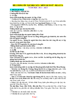 Đề cương ôn tập học kỳ 1 Lịch Sử Địa Lí 6 năm học 2023-2024