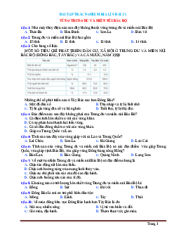 Bài tập trắc nghiệm địa lí 9 bài 17: Vùng Trung Du và Miền Núi Bắc Bộ (có đáp án)