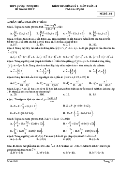Đề giữa học kỳ 1 Toán 11 năm 2022 – 2023 trường THPT Huỳnh Ngọc Huệ – Quảng Nam