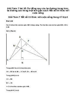 Giải Toán 7 Bài 35: Sự đồng quy của ba đường trung trực, ba đường cao trong một tam giác | Kết nối tri thức