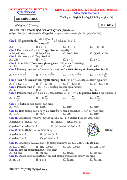 Đề thi HKII năm 2020-2021 môn toán Sở GD Quảng Nam Mã đề A (có lời giải)