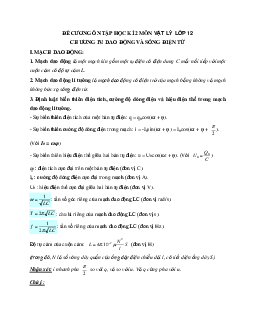 Đề cương ôn tập học kì 2 môn Vật lý lớp 12