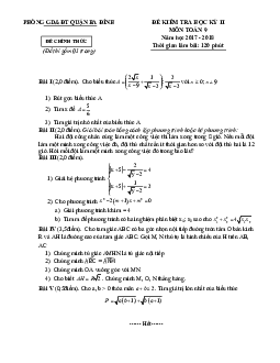 Đề thi HK2 Toán 9 năm học 2017 – 2018 phòng GD và ĐT Ba Đình – Hà Nội