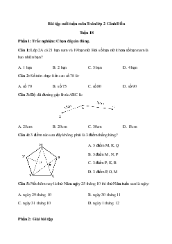 Bài tập cuối tuần Toán lớp 2 Cánh diều - Tuần 18