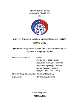 Nghiên cứu chuỗi cung ứng tại công ty cổ phần bao bì nhựa Tân Tiến | Trường Đại Học Thủ Đô Hà Nội