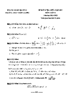 Đề thi giữa học kì 1 Toán 9 năm 2021 – 2022 trường THCS Thăng Long – Hà Nội