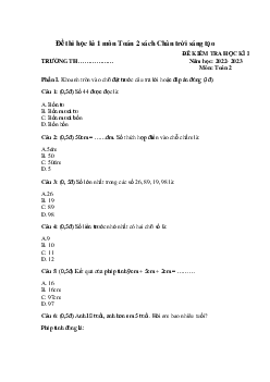 Đề thi học kì 1 lớp 2 môn Toán năm 2022-2023 (Đề 2) | Chân trời sáng tạo