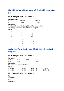 Giải SGK Toán lớp 2 trang 86, 87, 88 Phép cộng có nhớ trong phạm vi 100| Chân trời sáng tạo