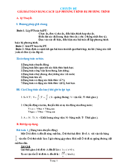 Chuyên đề giải toán bằng cách lập phương trình toán lớp 9