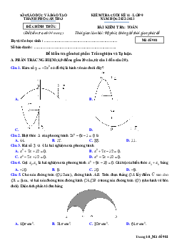 Đề kiểm tra cuối kỳ 2 Toán 9 năm 2022 – 2023 sở GD&ĐT Cần Thơ