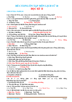 Đề cương ôn tập học kỳ 2 lịch sử 10 (có đáp án)