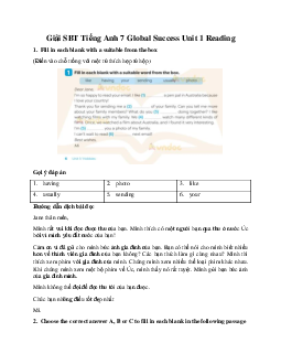 Giải SBT Tiếng Anh 7 Global Success Unit 1 Writing