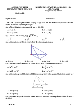 Đề thi giữa kỳ 2 Toán 11 năm 2023 – 2024 trường THPT Trần Hưng Đạo – Ninh Bình