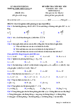 Đề thi cuối học kì 2 Toán 11 năm 2023 – 2024 trường THPT Nhữ Văn Lan – Hải Phòng