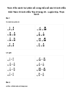 Giải Toán lớp 4 Bài 61: So sánh hai phân số cùng mẫu số | Cánh diều