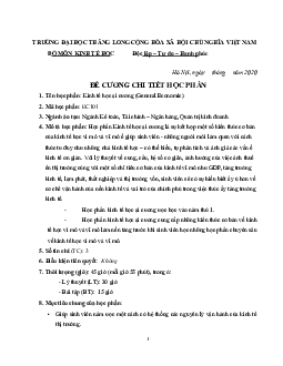Đề cương chi tiết học phần Kinh tế học đại cương | Đại học Thăng Long