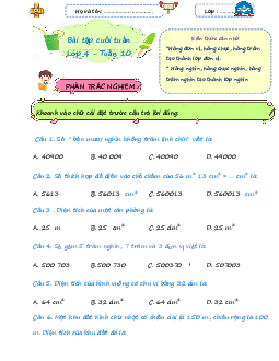 Giải Bài tập cuối tuần lớp 4 môn Toán Chân trời sáng tạo - Tuần 10