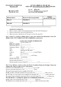 Kì thi chọn đội tuyển chính thức dự thi HSG quốc gia lớp 12 THPT Yên Bái năm học 2015-2016 môn thi Tiếng Anh