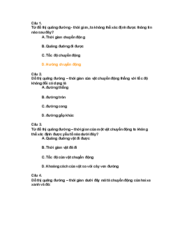 Trắc nghiệm Khoa học tự nhiên 7 Bài 9: Đồ thị quãng đường - Thời gian| Chân trời sáng tạo