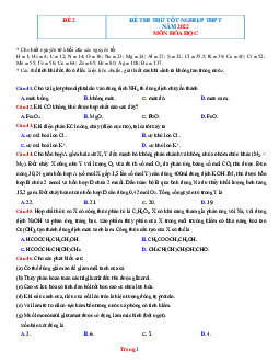 Đề thi thử tốt nghiệp THPT năm 2022 môn hóa học