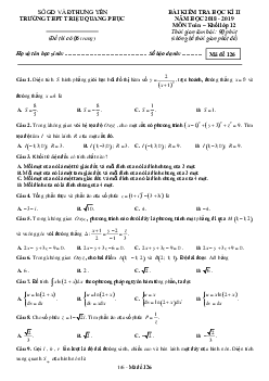 Đề thi HK2 Toán 12 năm 2018 – 2019 trường Triệu Quang Phục – Hưng Yên