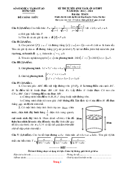 Đề thi tuyển sinh 10 môn toán THPT năm 2023-2024 sở GD Hưng Yên (có đáp án và lời giải chi tiết)