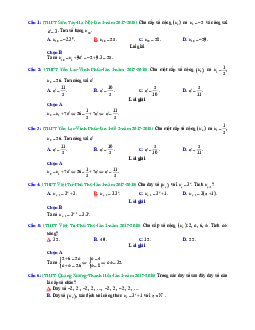 Trắc nghiệm dãy số, cấp số cộng và cấp số nhân trong các đề thi thử Toán 2018