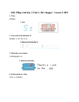 Unit 2: He’s happy! - Lesson 5 SBT | Tiếng anh 2 Family and Friends