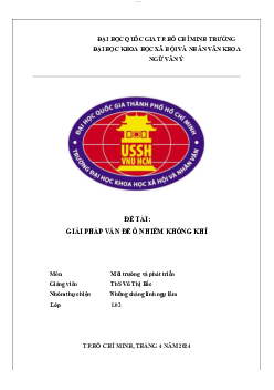 Giải pháp vấn đề ô nhiễm không khí | Môi trường và phát triển | Đại học Khoa học Xã hội và Nhân văn, Đại học Quốc gia Thành phố HCM