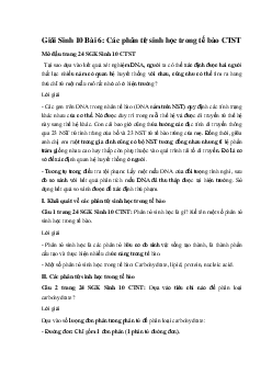 Giải Sinh 10 Bài 6: Các phân tử sinh học trong tế bào | Chân trời sáng tạo