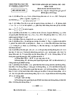 Đề tuyển sinh lớp 10 môn Toán (chuyên) năm 2022 – 2023 sở GD&ĐT Thái Nguyên