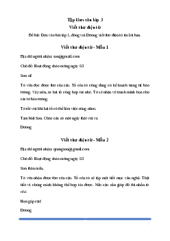 Tập làm văn lớp 3: Viết thư điện tử (8 mẫu) | Kết nối tri thức
