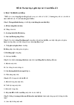 Bộ đề thi Tin học lớp 6 giữa học kì 1 Cánh Diều năm 2023 - 2024