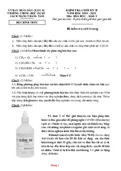 Đề thi học kỳ 2 môn hóa 9 THCS Cách Mạng Tháng 8 năm 2020-2021 (có lời giải)