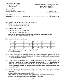 Đề kiểm tra học kỳ 2 Toán 7 năm 2019 – 2020 trường Trương Vĩnh Ký – TP HCM