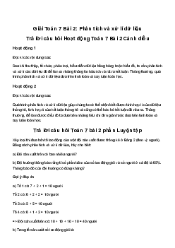 Giải Toán 7 Bài 2: Phân tích và xử lí dữ liệu | Cánh diều
