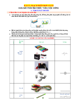 Chuyên đề KHTN 8 Kết nối tri thức bài 22 Mạch điện đơn giản