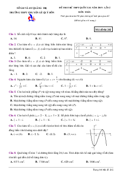 Đề thi thử Toán THPT QG 2019 lần 2 trường chuyên Lê Quý Đôn – Quảng Trị