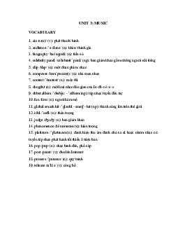Từ vựng Tiếng Anh 10 Unit 3: Music - Global Success