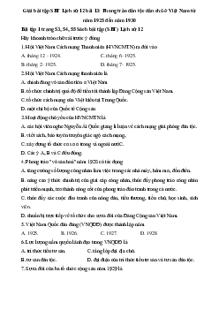 Giải bài tập SBT Lịch Sử 12 bài 13: Phong trào dân tộc dân chủ ở Việt Nam từ năm 1925 đến năm 1930