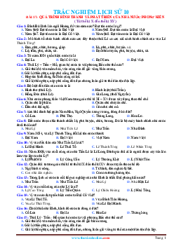 Trắc nghiệm Lịch Sử 10 Bài 17: Quá trình hình thành và phát triển của nhà nước phong kiến (có đáp án)
