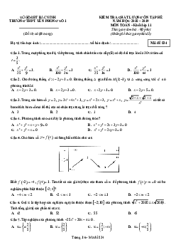 Đề kiểm tra Toán 11 ôn tập hè 2019 trường Yên Phong 1 – Bắc Ninh