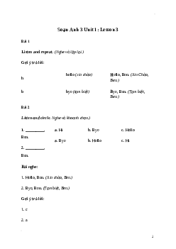 Giải Tiếng Anh lớp 3 Unit 1: Lesson 3 | Kết nối tri thức