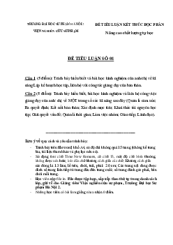 Đề tiểu luận kết thúc học phần Nâng cao chất lượng tự học