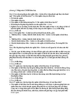 Đề cương câu hỏi trắc nghiệm ôn tập môn Chủ nghĩa xã hội khoa học theo từng chương - tuần 1