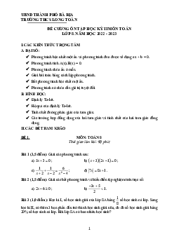 Đề cương học kỳ 2 Toán 8 năm 2022 – 2023 trường THCS Long Toàn – BR VT