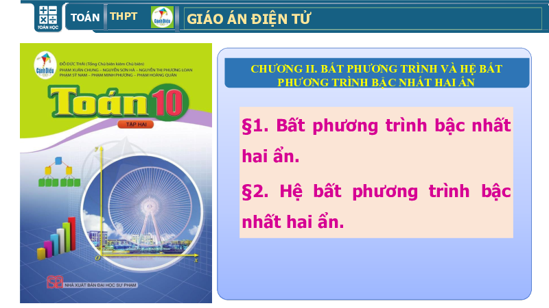 Chương 2. Bài 1: Bất phương trình bậc nhất hai ấn | Giáo án điện tử môn Toán 10 | Cánh diều